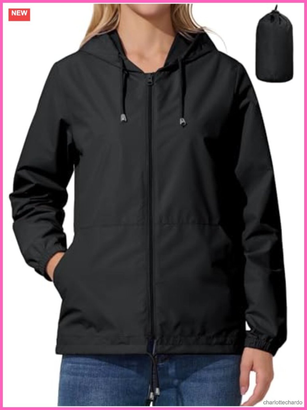 Women's Waterproof Cycling Rain Jacket Packable Windbreaker with Hood